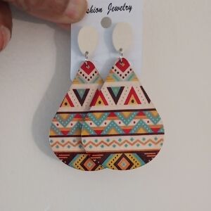Source Unknown Geometric Multicolor Teardrop Earrings